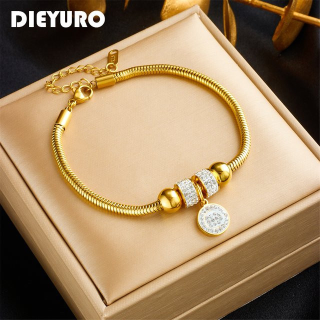DIEYURO Armband, 316L Edelstahl, Strass Charm, Damen - Bild 1
