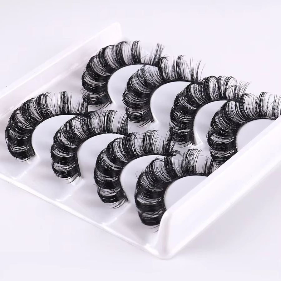 3D-Falsche Wimpern, russisches Volumen, Schwarz, 4 Paar, Unisex - Bild 2