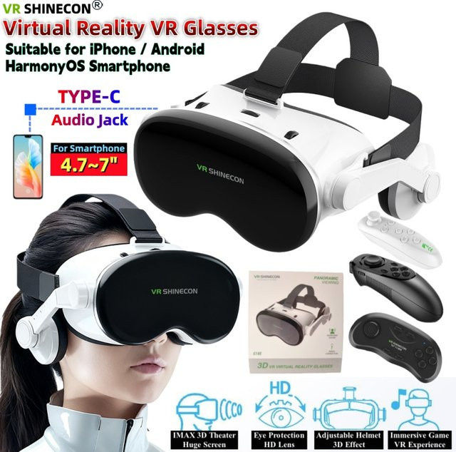 VR SHINECON G18E Virtual Reality VR-Brille mit HD-Stereo-Display und Joystick-Unterstützung für Smartphones von 4,7 bis 7 Zoll - Bild 1