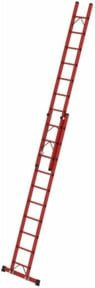 MUNK Vollkunststoff Schiebe- und Seilzugleiter als 2-teilige Standtraverse mit 2 x 10 Sprossen in Rot - Bild 1