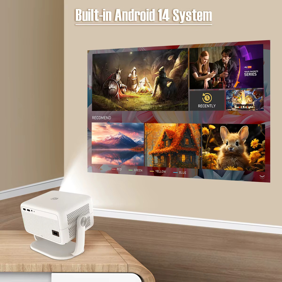 Magcubic L018 Projektor mit Android 14, 8K Unterstützung, 650 ANSI Lumen, Autofokus, Keystone-Korrektur, Full HD, 360 Grad Rotation, Wifi 6 und Bluetooth 5.4, Weiß - Bild 4