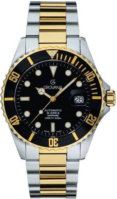 Grovana Taucheruhr, Automatik, Edelstahl, Bicolor, Schwarz, Herren - Bild 1