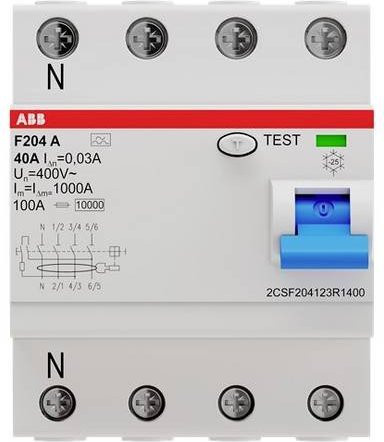 ABB FI-Schutzschalter F204A-40/0,03L RCD 40A 0,03A 400 V/AC in Weiß - Bild 1