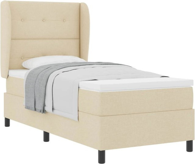 vidaXL Boxspringbett mit Matratze in Beige aus Stoff, B/T: 100 x 200 cm - Bild 1