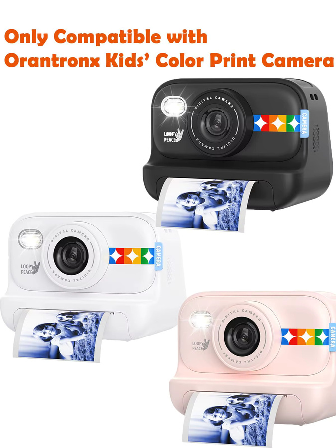 Buntes Thermo-Nachfüllpapier für Kinderkameras, HD-Qualität, BPA-frei, Farben: Blau, Orange, Rot, Grün, B/H: 57 x 25 mm - Bild 2
