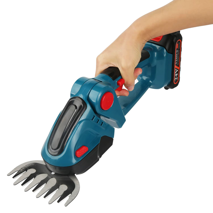 HGTUGO 2-in-1 Akku-Heckenschere und Strauchschneidemaschine mit Wechselklingen in Gelb-Blau - Bild 3