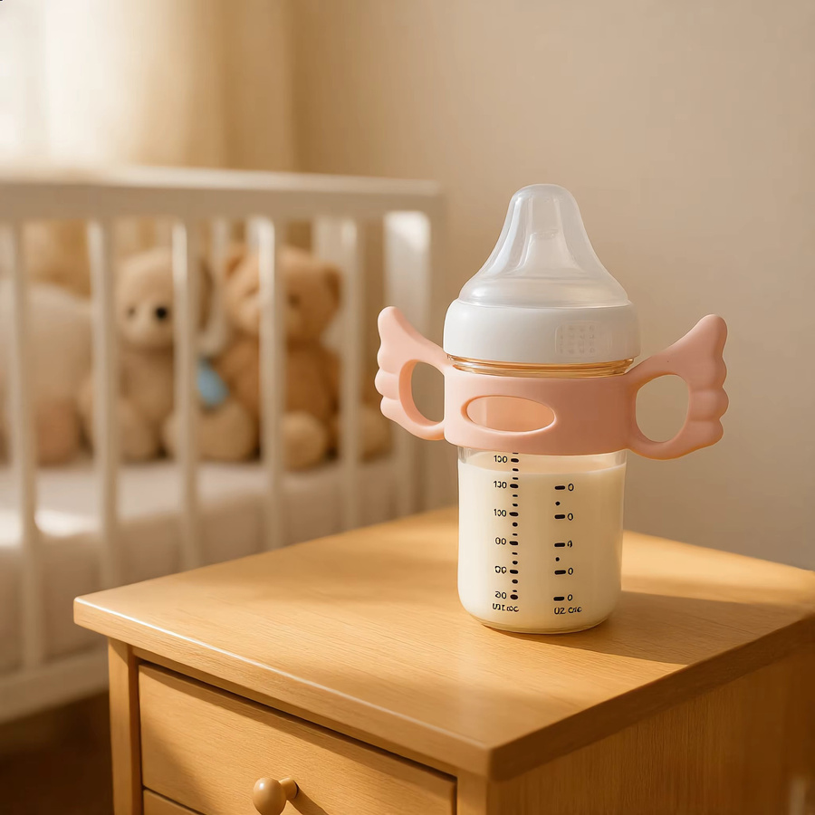 Roroy 2er-Set Silikon-Griffhüllen in Engelsflügel-Design für Weithals-Babyflaschen - Bild 2
