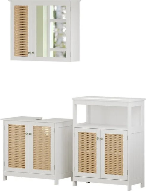 Vicco Badmöbel-Set Rosario Weiß 3-teilig mit Spiegelschrank, Waschtischunterschrank und Sideboard in moderner Ausführung - Bild 1