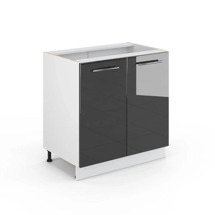 Vicco Spülenunterschrank Fame-Line Anthrazit Hochglanz und Weiß mit Regal Breite: 80 cm - Bild 2