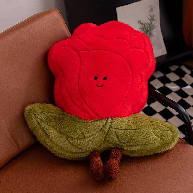 Rosenförmiges Plüsch-Kissen von Yiran toy in Rot, weiches Blumen-Dekokissen für Sofa und Sessel, Durchmesser: 43 cm - Bild 1