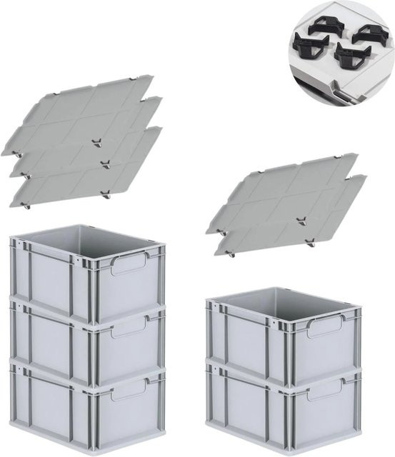 PROREGAL Spar Set mit 5x Eurobox Nextgen Economy und 4x Schiebeschnappverschlüssen, Schwarz, H x B x T: 22 x 30 x 40 cm - Bild 1