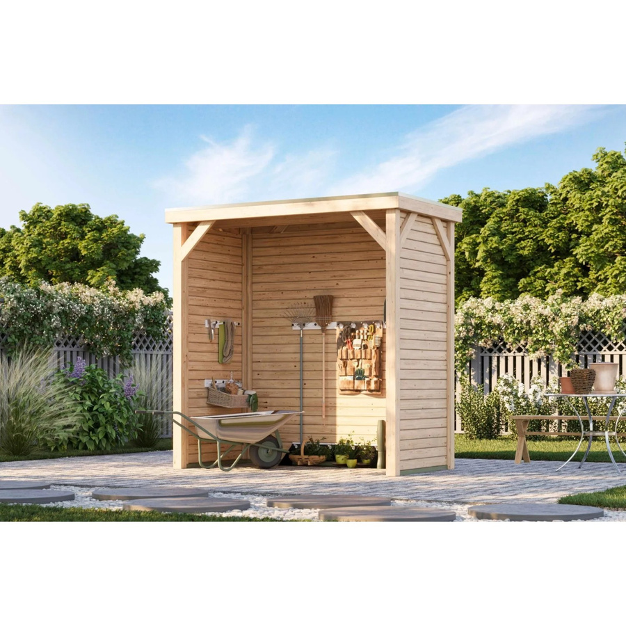 Karibu Grillpavillon Snackautomatenunterstand mit Flachdach in Brown, B/T/H: 243 x 124,5 x 124,5 cm - Bild 2