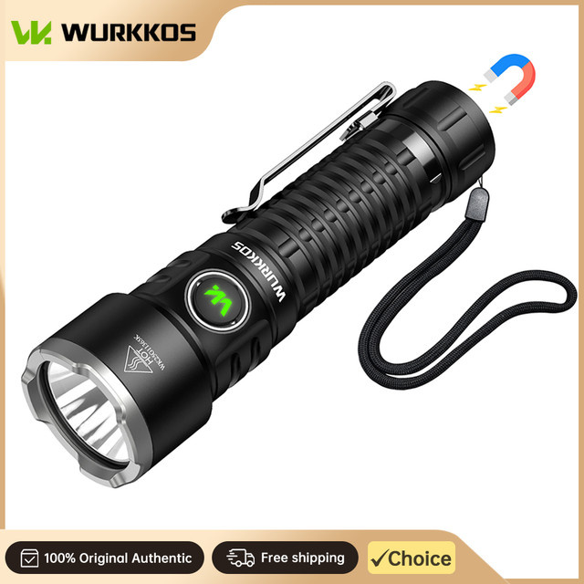 Wurkkos TS28 Taktische Taschenlampe in Schwarz mit 3200 Lumen, wiederaufladbar mit 21700 Akku, IPX8 wasserdicht und magnetischer Endkappe - Bild 1