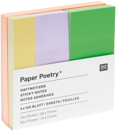 Rico Design Paper Poetry Haftnotizen in Neon und Multicolor, 4 x 100 Blatt