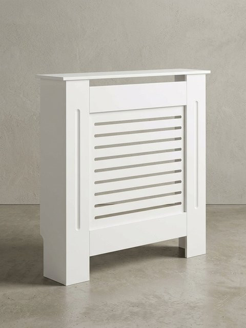 Heizkörperverkleidung KADIMA DESIGN aus MDF in Weiß, rechteckig mit Lamellen, B: 78 cm, T: 19 cm, H: 82 cm - Bild 1
