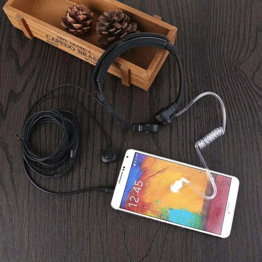 BAOFENG Headset mit verstellbarem Kehlkopfmikrofon, Akustikschlauch-Ohrhörer und Finger-PTT, 3,5 mm Klinke, Schwarz - Bild 2