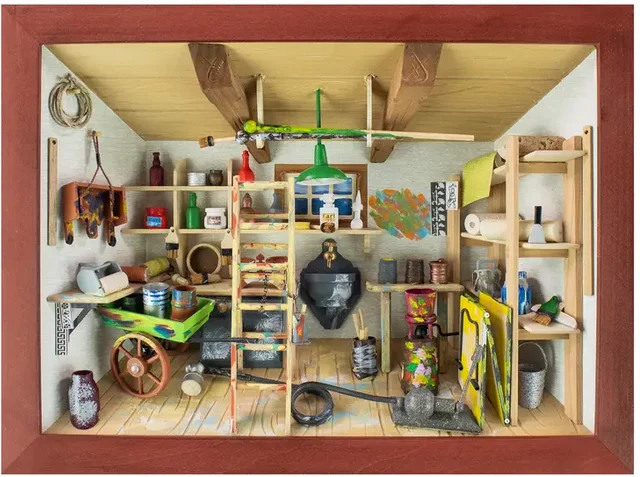 3D-Holzbild Maler Dorsch in Braun und Multicolour, Rechteckig, B/H: 22,0 x 22,0 cm - Bild 1