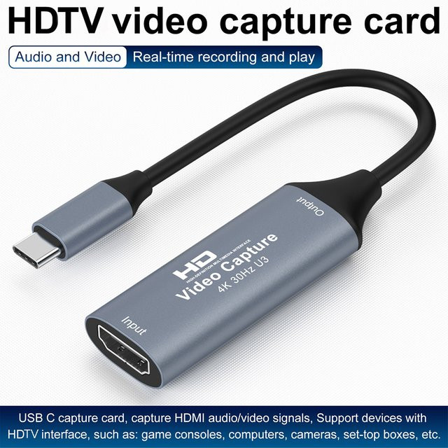 KOJESHUN Video Capture Card HDMI zu USB-C 3.1 Grabber in Grau für PS5, Xbox, Nintendo Switch, Macbook und iPad - Bild 1