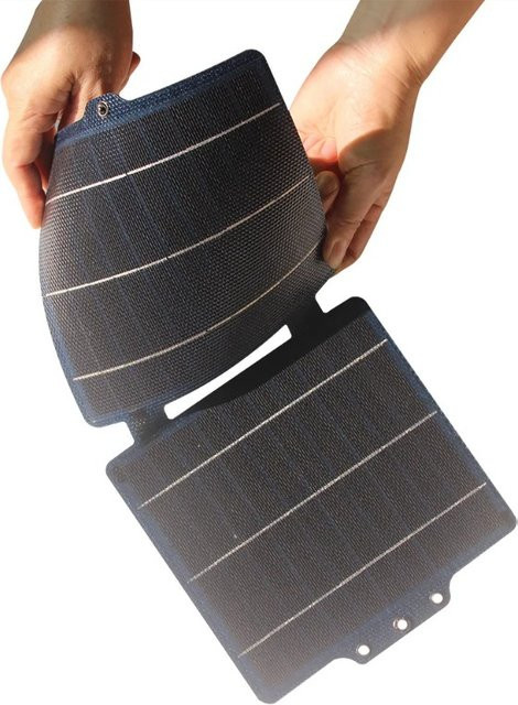 Luxuglow Faltbares Solarladegerät 10W mit USB-C und USB-A für Camping und Notfälle, Schwarz - Bild 1