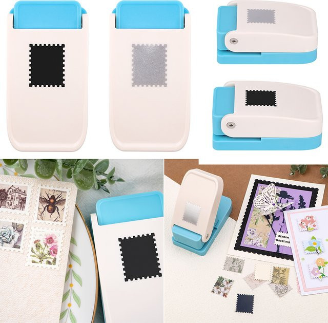 Rechteckiger Prägestempel für Briefmarken zum DIY Scrapbooking und Papierhandwerk, Farbe: Silber - Bild 1