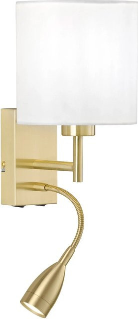 Fischer & Honsel Wandleuchte Dreamer 2-flammig Messing und Beige aus Metall und Leinen mit E27 Fassung - Bild 1