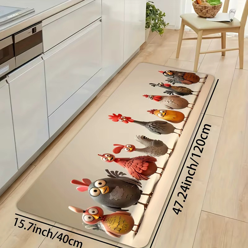 VIKAMA Cartoon-Fußmatte mit niedlicher Kükenfamilie, weiche und rutschfeste Matte in Multicolour für Wohnzimmer, Schlafzimmer oder Badezimmer - Bild 3