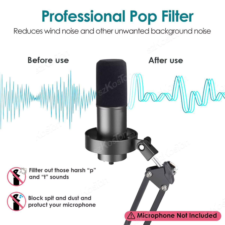 SZKOSTON Ersatz-Popfilter für K688 Mikrofon als Schaumstoffabdeckung und Windschutz in Schwarz oder Grau - Bild 3