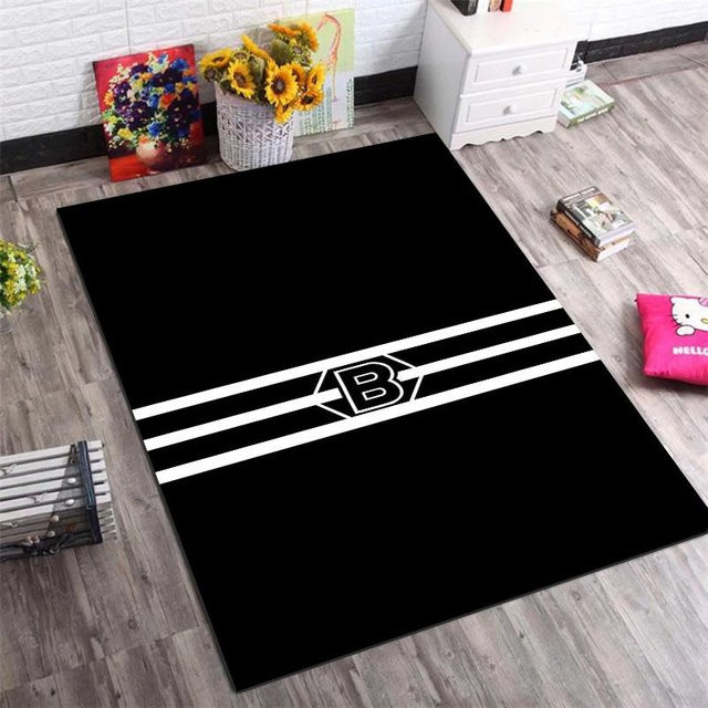 Borussia Mönchengladbach Logo Teppich von LOLO IU, rutschfeste Fußmatte in Schwarz-Weiß mit Fußballclub-Wappen, B/T: 100 x 120 cm - Bild 1