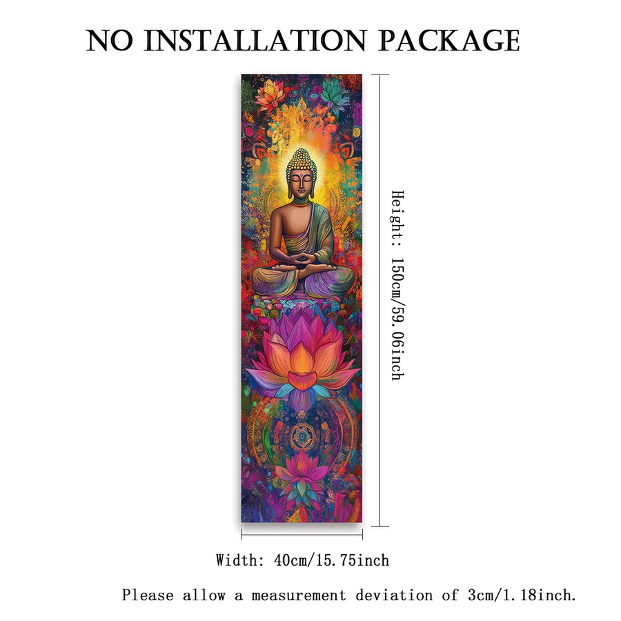 LVJIA Wandteppich mit Buddha-Statuen und Lotus-Mandala in Multicolor, Wandbehang für Meditation und Kunst, Breite: 40 cm, Höhe: 150 cm - Bild 5