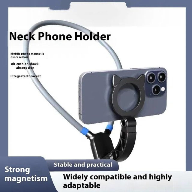 KOQZM Magnetische Halshalterung mit Schnellverschluss für iPhone und Android in Schwarz - Bild 1