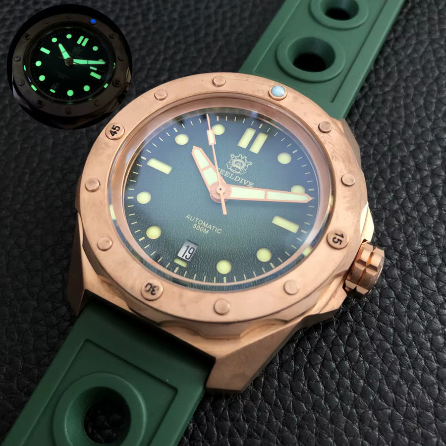 STEELDIVE Armbanduhr Automatik, Bronze, Herren, 46 mm, Silikon - Bild 6