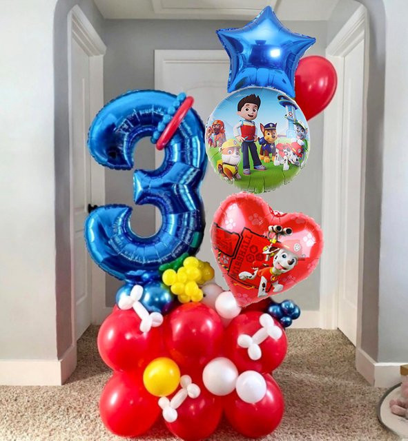 Paw Patrol Cartoon Hund Ballon Set für Kinder Geburtstag Dekoration aus Aluminium und Latex in Mehrfarbig - Bild 1