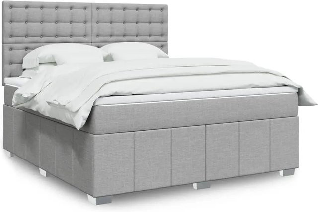 vidaXL Boxspringbett mit Matratze Hybrid-Design in Hellgrau mit USB-Ladeport und Unterbettbeleuchtung B/T/H: 180 x 200 x 140,5 cm - Bild 1