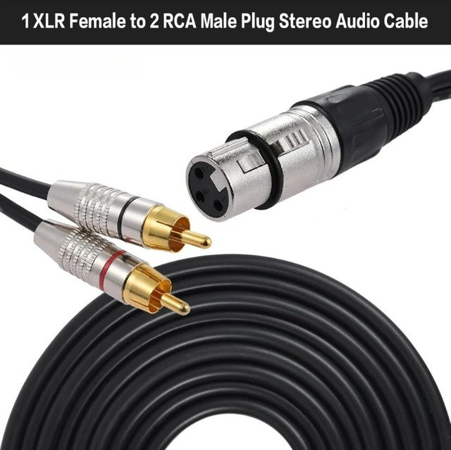 BSN Audio-Adapterkabel Doppel-RCA-Stecker auf 3-Pin-XLR-Buchse, Schwarz - Bild 1