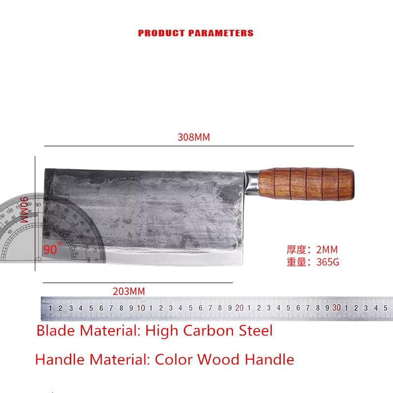BOYYII Handgeschmiedetes chinesisches Küchenbeil aus Holz mit Cleaver-Design für Fleisch, Gemüse und Sushi - Bild 2