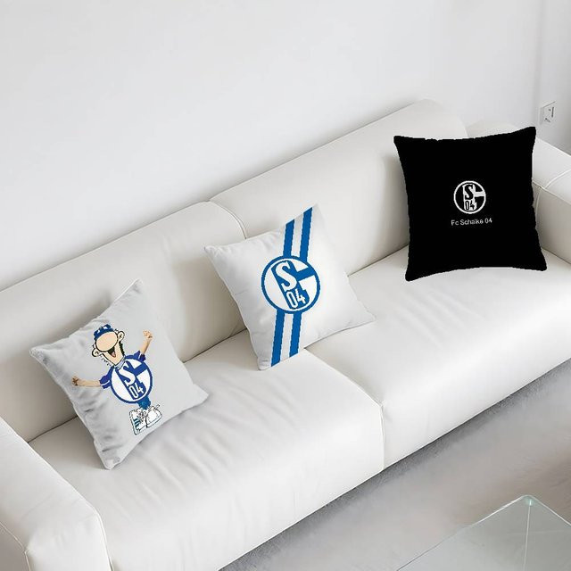 52TOYS S-Schalke 04 Kissenbezug aus Polyester mit Reißverschluss, Weiß, B/T/H: 40 x 40 x 1 cm - Bild 1