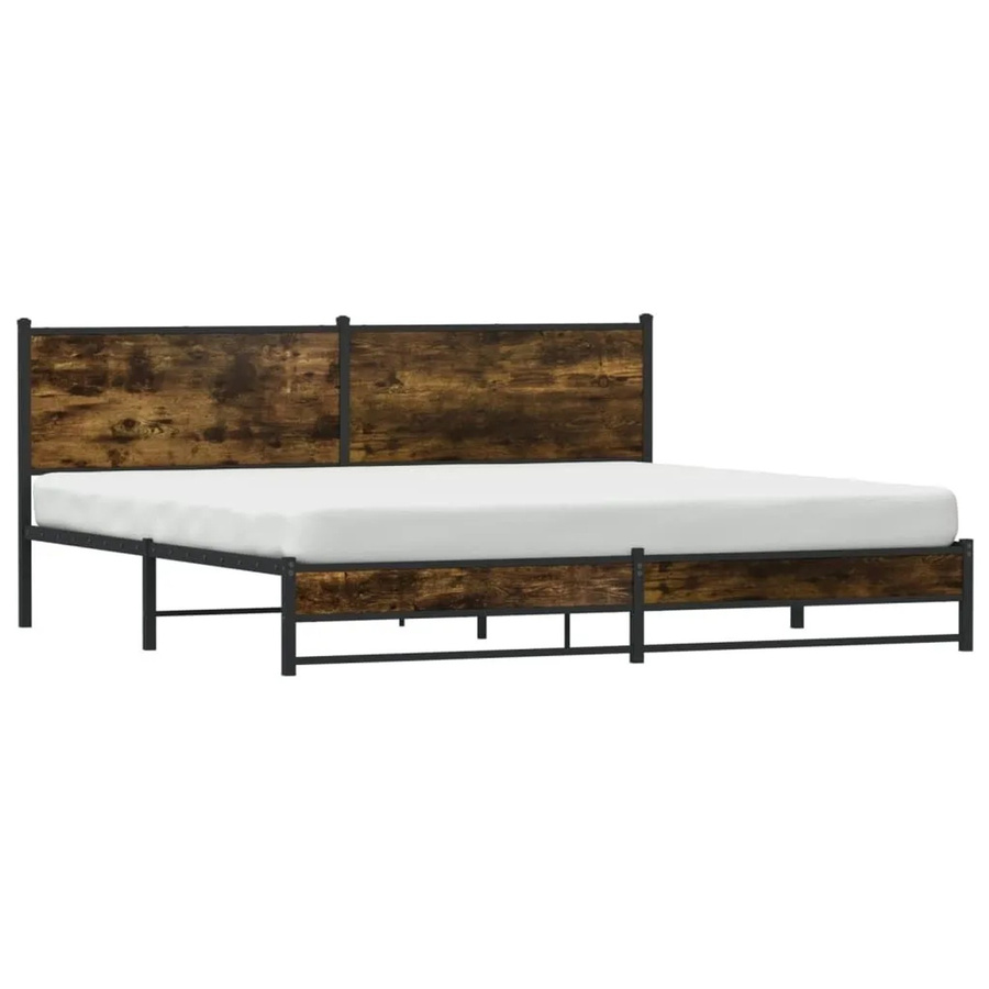 vidaXL Metallbett in Räuchereiche Optik ohne Matratze B/T/H: 200 x 200 x 91,5 cm - Bild 2