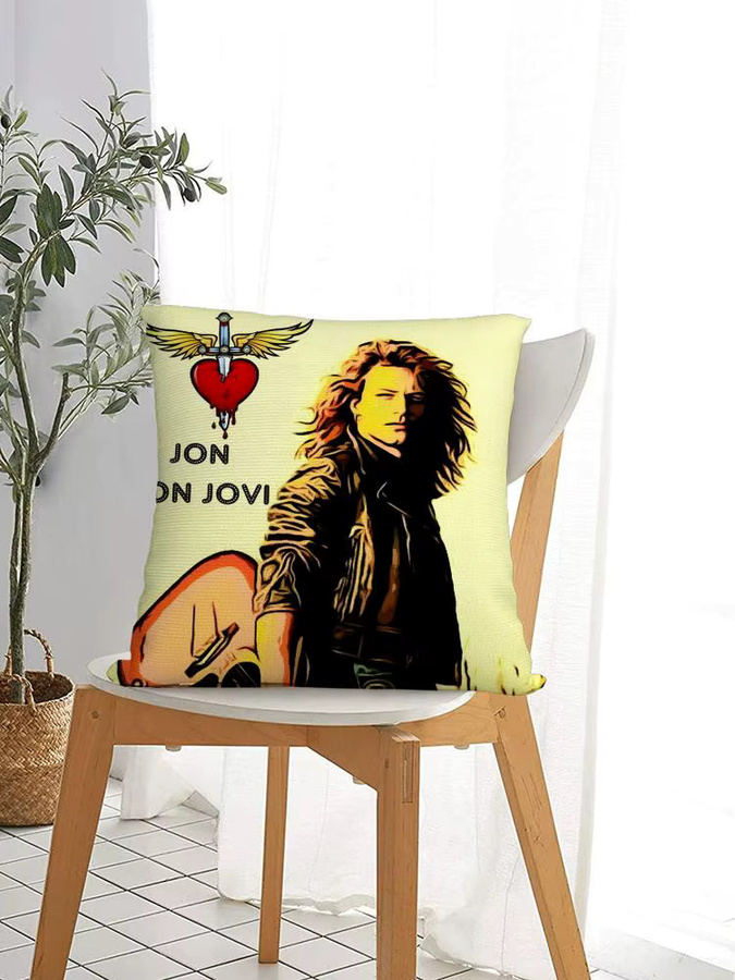 B-Bon J-Jovi Rock Kissenbezug aus Plüsch in Schwarz und Multicolour, quadratisch, 30 x 30 cm - Bild 5