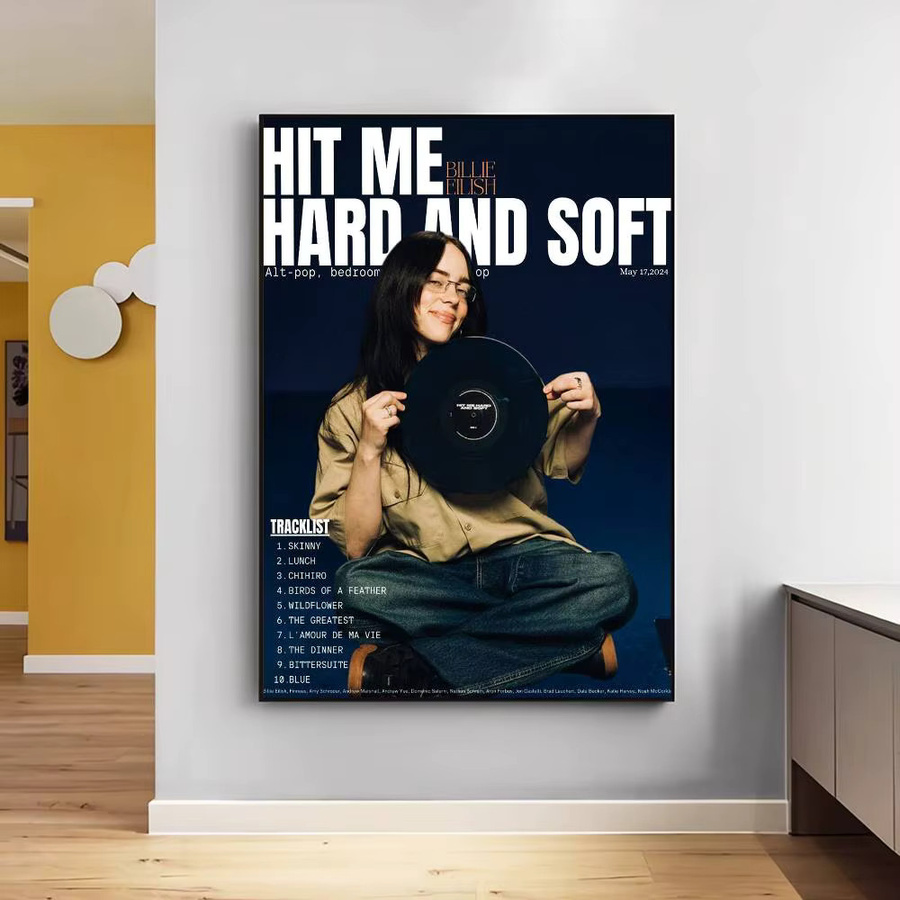 Billie Eilish Film-Poster im Vintage-Stil als selbstklebender Wandaufkleber, mehrfarbig, B: 15,0 cm, H: 10,0 cm - Bild 6