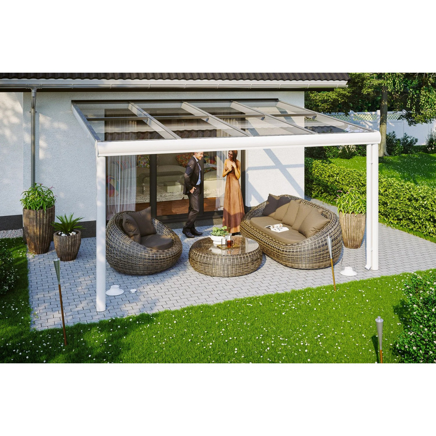 Skan Holz Terrassenüberdachung Modena aus Aluminium mit Verbund-Sicherheits-Glas in Weiß, B/T: 434 x 357 cm - Bild 2