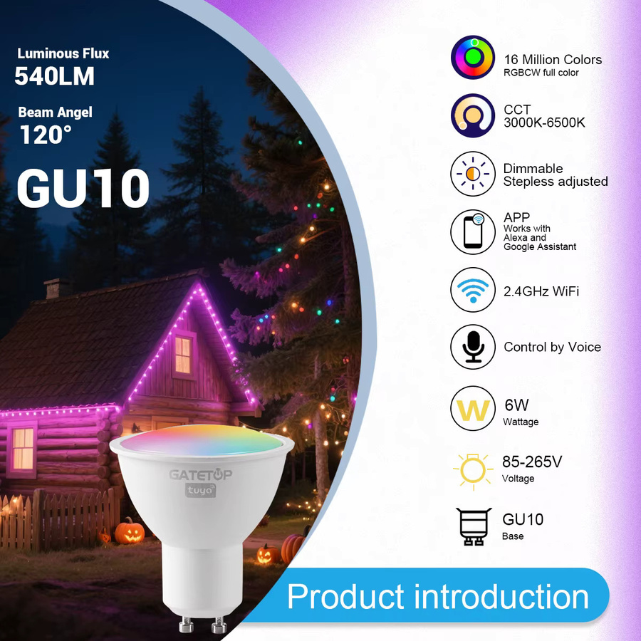 Tuya WiFi GU10 LED Strahler Smart Life App Steuerung dimmbar kompatibel mit Alexa und Google Assistant in Weiß - Bild 2