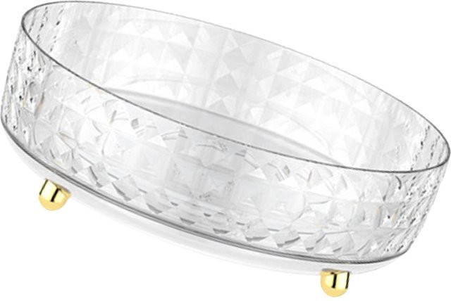Kosmetik-Aufbewahrungsbox, Transparent, Rund, Diamantmuster, Weiß - Bild 1