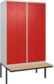 C+P PSA Doppel-Spind Classic PLUS Sitzbank mit 4 Abteilen, Buche-Hartholz und Zylinderschloss, B/T/H: 212,0 x 120,0 x 81,5 cm - Bild 1