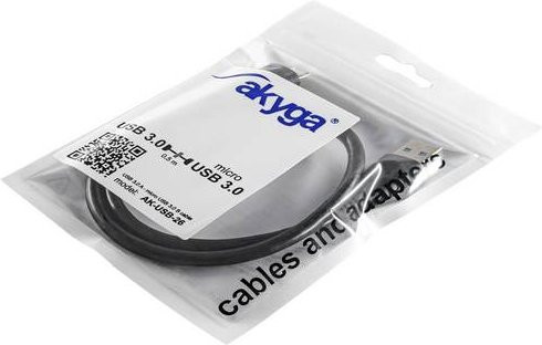 Akyga USB-Kabel USB-A auf Micro-USB 3.0, Schwarz, Länge: 0,5 m, AK-USB-26 - Bild 1
