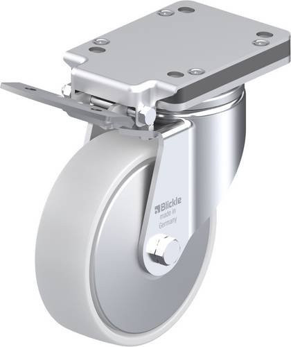 Blickle Lenkrolle 750028 LH-PO 160K-IS-FA mit Feststeller, Rad-Durchmesser: 160 mm, Tragfähigkeit: 450 kg, Farbe: Grau-Weiß - Bild 1