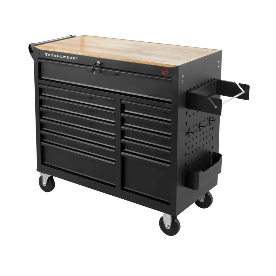 STAHLWERK Werkstattwagen DINO in Schwarz-Silber mit 368 Premium-Werkzeugen aus Chrom-Vanadium, abschließbar und rollbar - Bild 2
