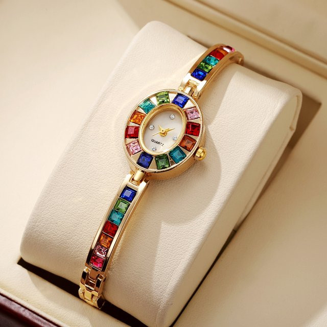 Armbanduhr Quarzuhr, Edelstahl, Diamantbesetzt, Kristall, Damen - Bild 1