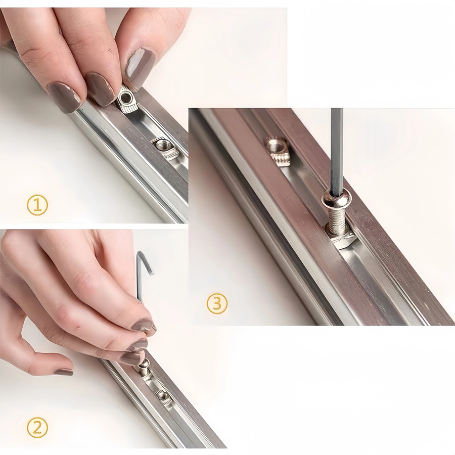 T-Mutter Set für Aluminium-Extrusion 20 30 40 Serie, Drop-in T-Nutmuttern für 3D-Drucker und CNC-Maschinen, Farbe: Silber - Bild 4