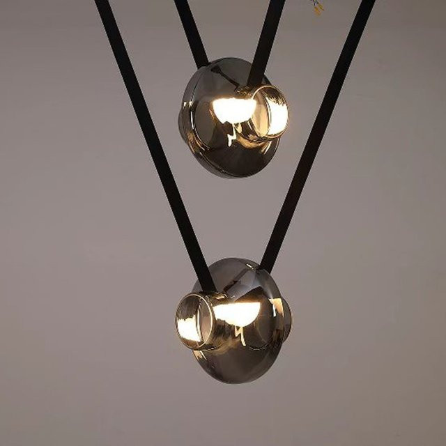 JIANKEXING LED-Pendelleuchte aus Glas und Metall in Schwarz mit transparenten Kugeln für Wohnzimmer und Schlafzimmer - Bild 1