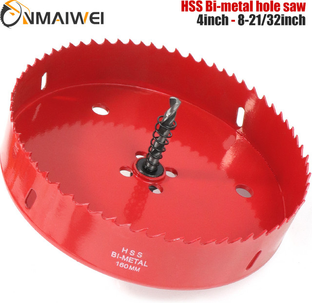 Onmaiwei Bi-Metall Lochsäge Bohrer aus HSS Stahl in Rot, Durchmesser: 102-220 mm - Bild 1